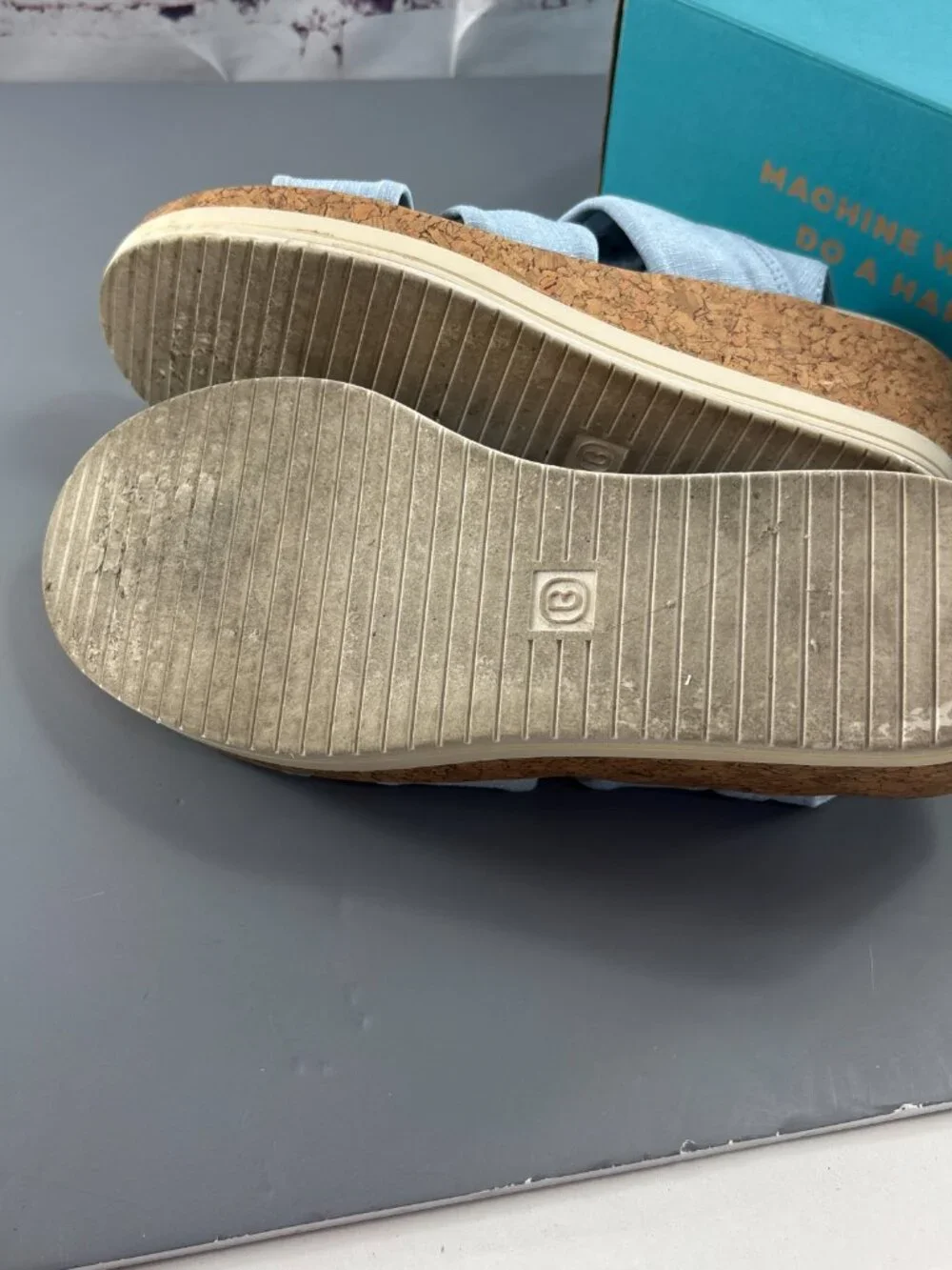 Bzees Cloud Roma Cork Wedge Beaded Washable Slip-On Sandal Blue Women's SZ 10 M